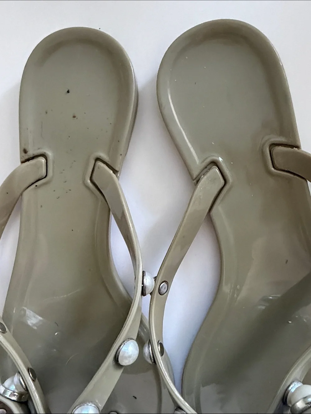 Jelly Flip Flops Sandals with Faux Pearls Bow Design size 36